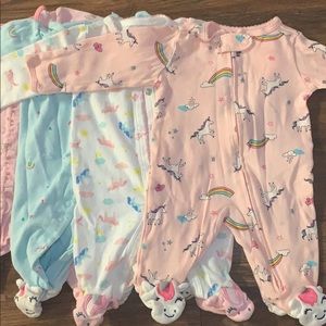 NB 4 piece Unicorn Footie Bundle